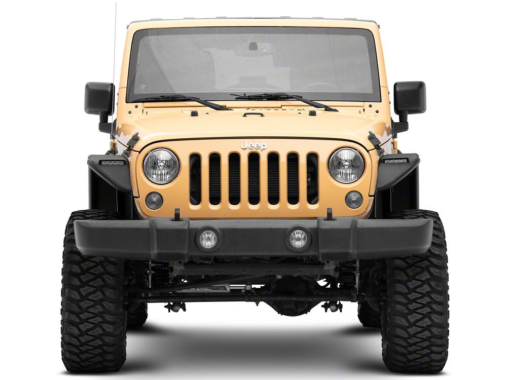 Jeep Licensed by RedRock Tubular Fender Flares with LED DRL and Jeep Logo; Front (07-18 Jeep Wrangler JK)