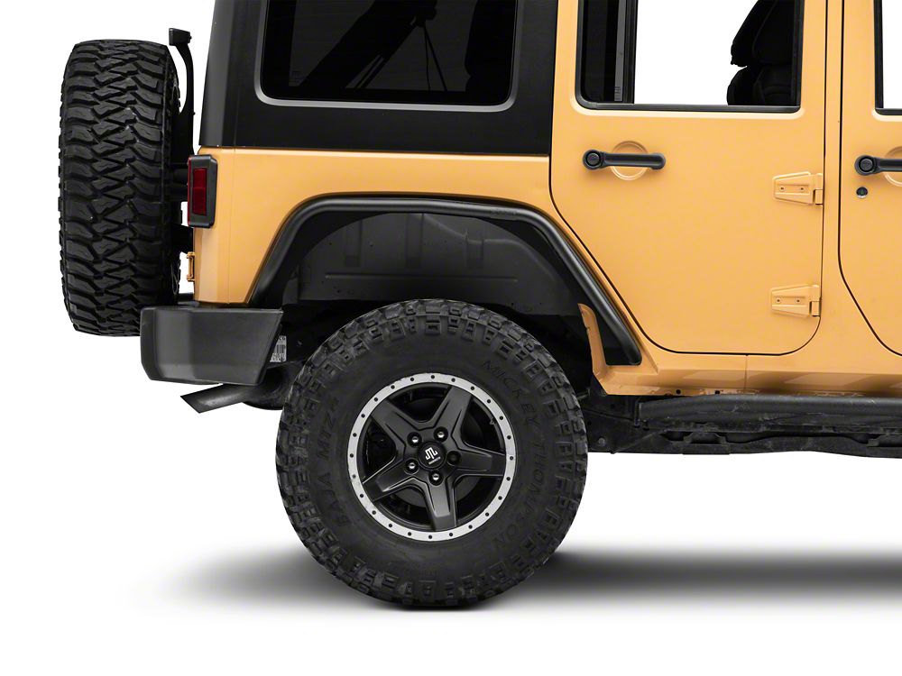 Jeep Licensed by RedRock Tubular Fender Flares with Jeep Logo; Rear (07-18 Jeep Wrangler JK)