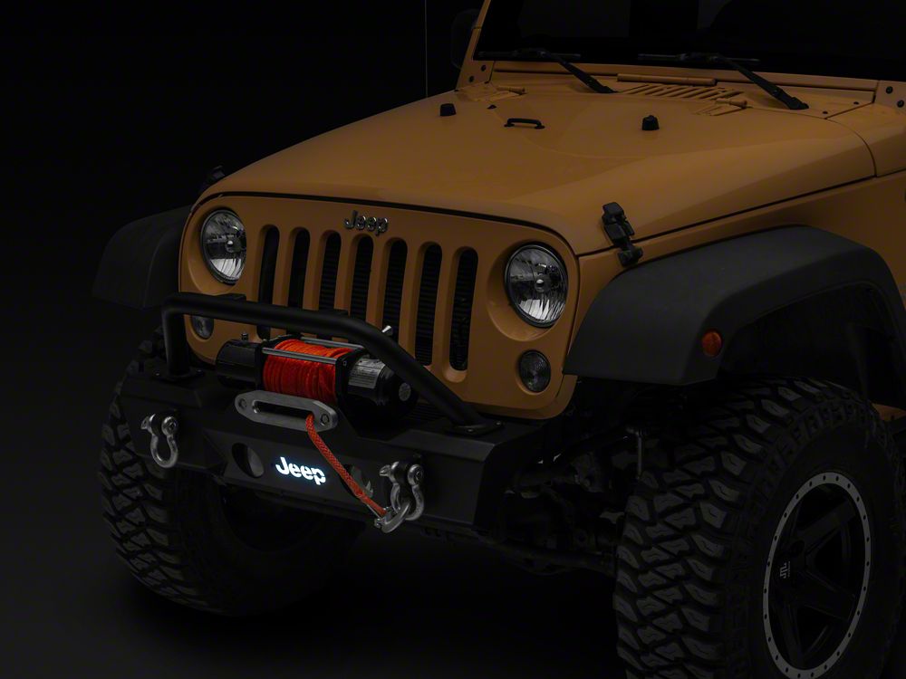 Jeep Licensed by RedRock HD Stubby Front Bumper with LED Jeep Logo Backlight (07-18 Jeep Wrangler JK)
