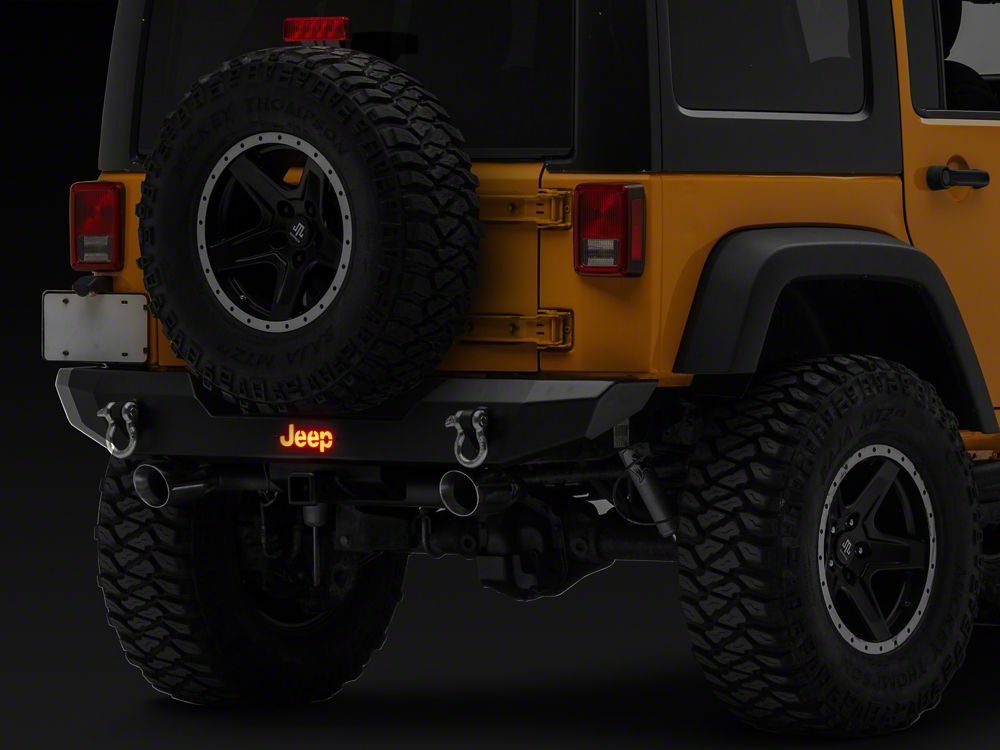 Jeep Licensed by RedRock HD Rear Bumper with LED Jeep Logo Backlight (07-18 Jeep Wrangler JK)