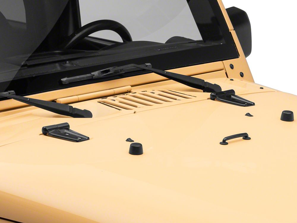 RedRock Hood Hinge Cover; Black (07-18 Jeep Wrangler JK)