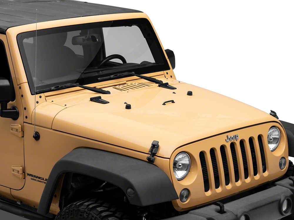 RedRock Hood Hinge Cover; Black (07-18 Jeep Wrangler JK)