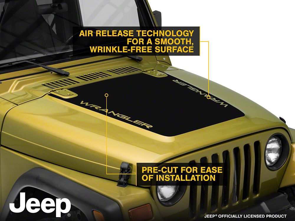 Jeep Licensed by RedRock Wrangler Hood Decal; Black (97-06 Jeep Wrangler TJ)