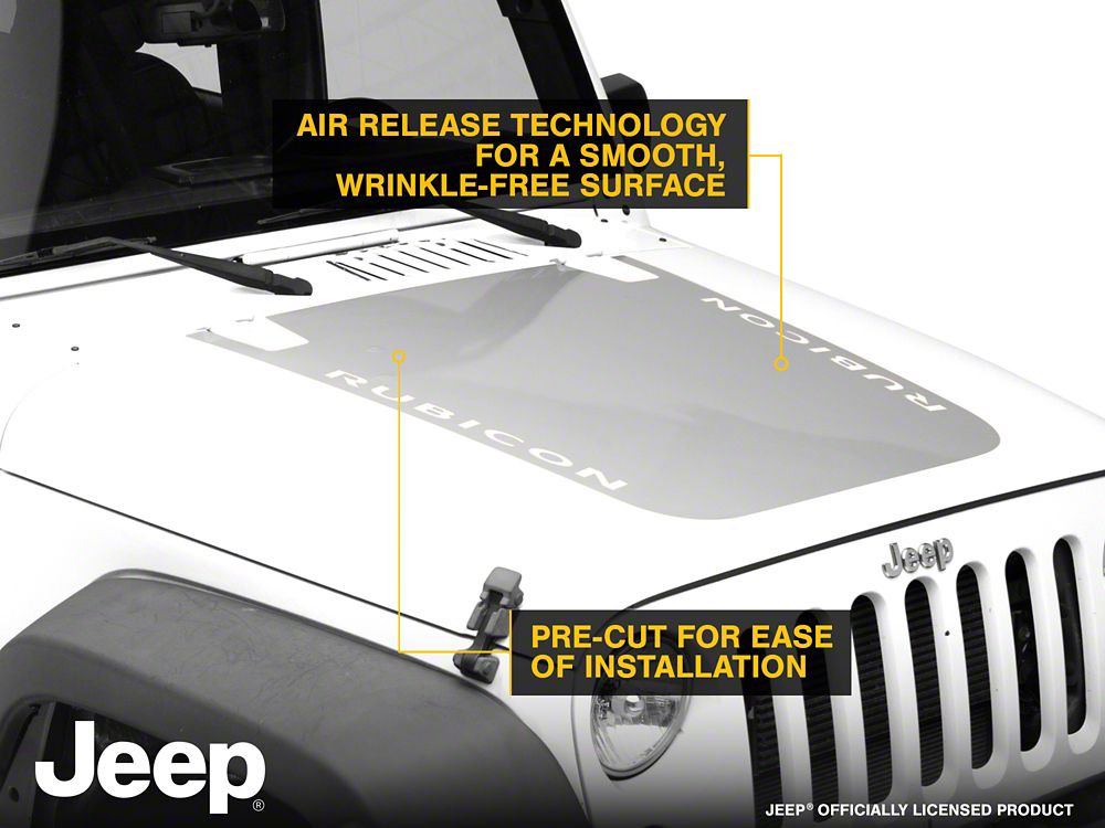 Jeep Licensed by RedRock Rubicon Hood Decal; Silver (07-18 Jeep Wrangler JK)