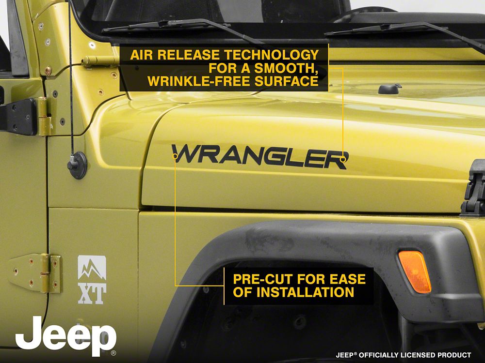 Jeep Licensed by RedRock Wrangler Hood Logo; Matte Black (97-06 Jeep Wrangler TJ)
