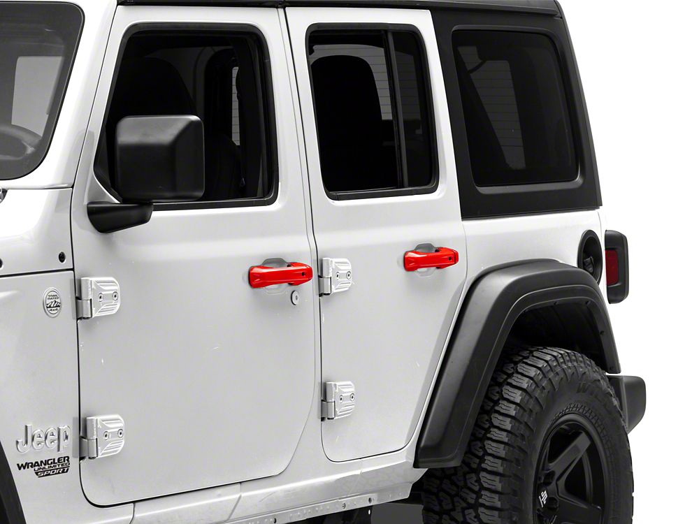 RedRock Door Handle Covers; Red (18-25 Jeep Wrangler JL 4-Door)