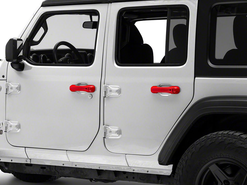 RedRock Door Handle Covers; Red (18-25 Jeep Wrangler JL 4-Door)