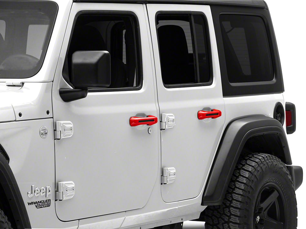 RedRock Door Handle Covers; Red (18-25 Jeep Wrangler JL 4-Door)