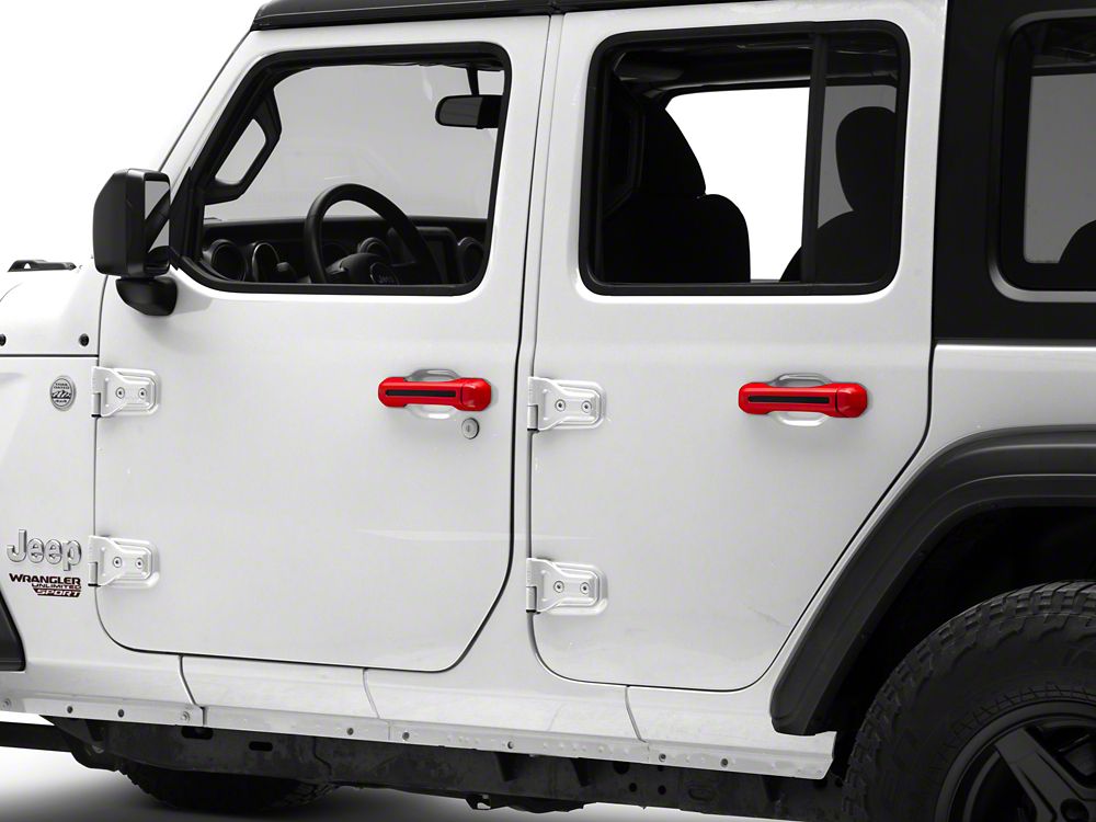 RedRock Door Handle Covers; Red (18-25 Jeep Wrangler JL 4-Door)