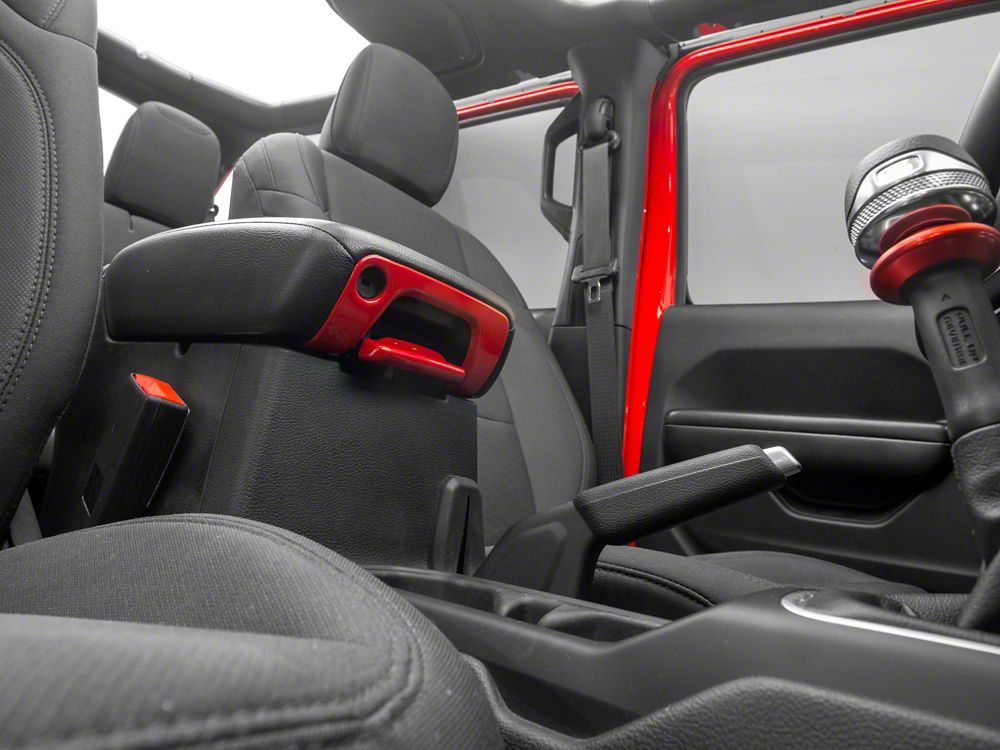 RedRock Armrest Trim Set; Red (18-25 Jeep Wrangler JL)