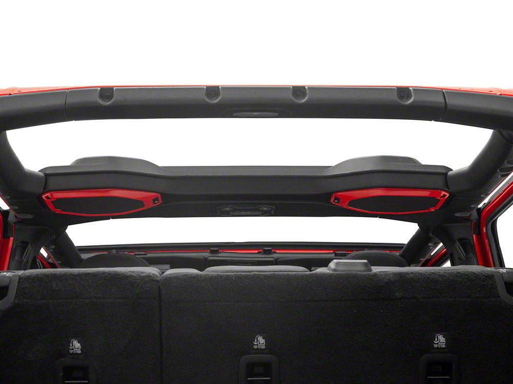 RedRock Pillar and Roof Speaker Trim; Red (18-23 Jeep Wrangler JL)