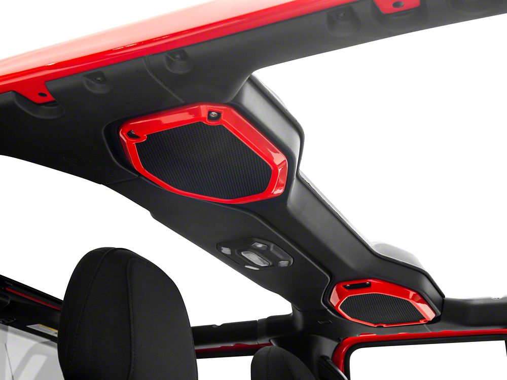RedRock Pillar and Roof Speaker Trim; Red (18-23 Jeep Wrangler JL)