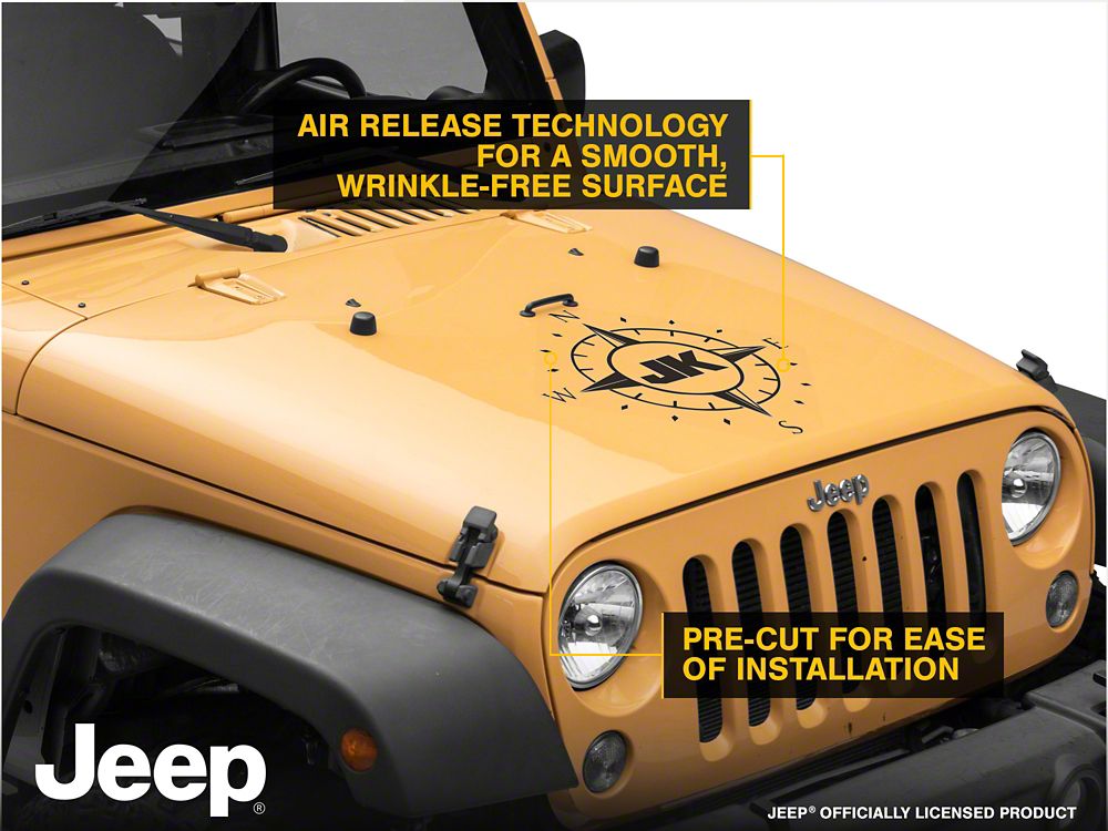 Jeep Licensed by RedRock Compass Decal with JK Logo; Matte Black (07-18 Jeep Wrangler JK)