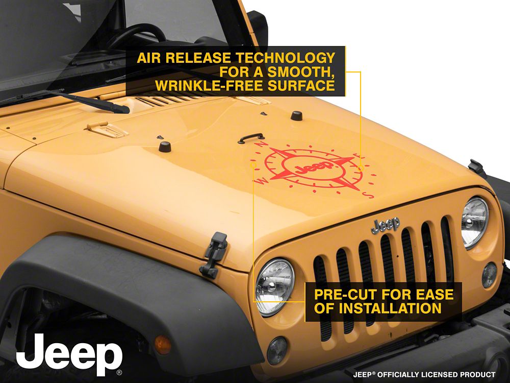 Jeep Licensed by RedRock Compass Decal with Jeep Logo; Red (07-18 Jeep Wrangler JK)