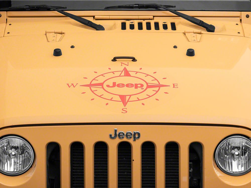 Jeep Licensed by RedRock Compass Decal with Jeep Logo; Red (07-18 Jeep Wrangler JK)
