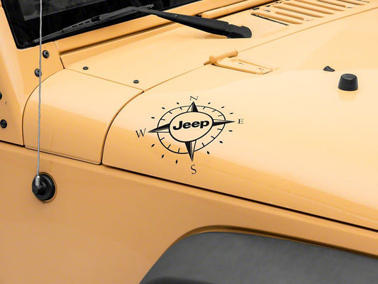 Jeep Licensed by RedRock Small Compass Decal with Jeep Logo; Matte Black (07-18 Jeep Wrangler JK)