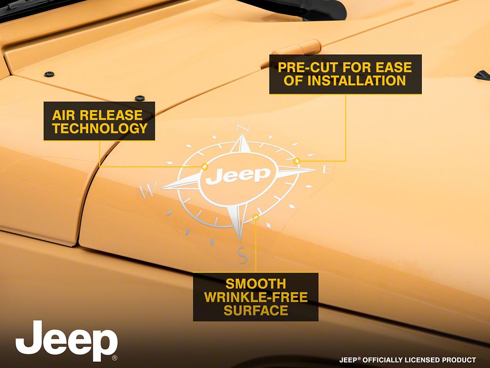 Jeep Licensed by RedRock Small Compass Decal with Jeep Logo; Silver (07-18 Jeep Wrangler JK)