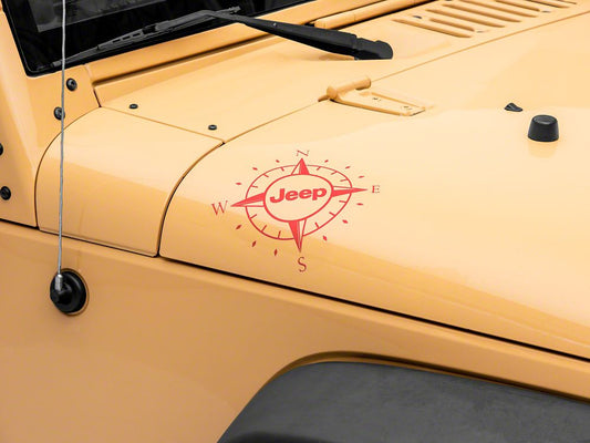 Jeep Licensed by RedRock Small Compass Decal with Jeep Logo; Red (07-18 Jeep Wrangler JK)
