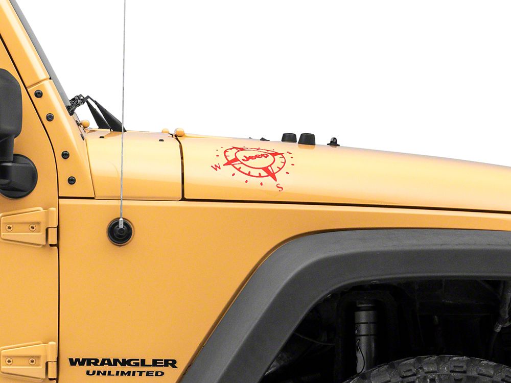 Jeep Licensed by RedRock Small Compass Decal with Jeep Logo; Red (07-18 Jeep Wrangler JK)