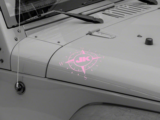 Jeep Licensed by RedRock Small Compass Decal with JK Logo; Pink (07-18 Jeep Wrangler JK)