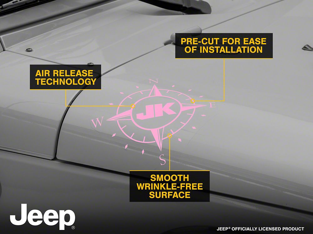 Jeep Licensed by RedRock Small Compass Decal with JK Logo; Pink (07-18 Jeep Wrangler JK)