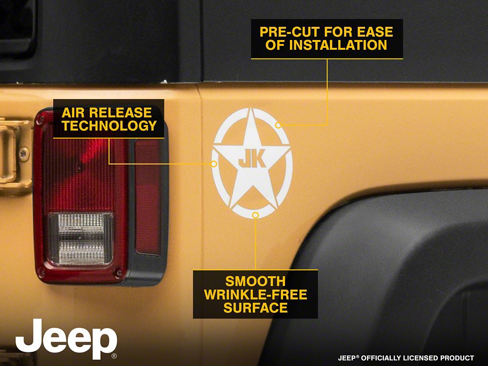 Jeep Licensed by RedRock JK Star Accent Decal; White (07-18 Jeep Wrangler JK)