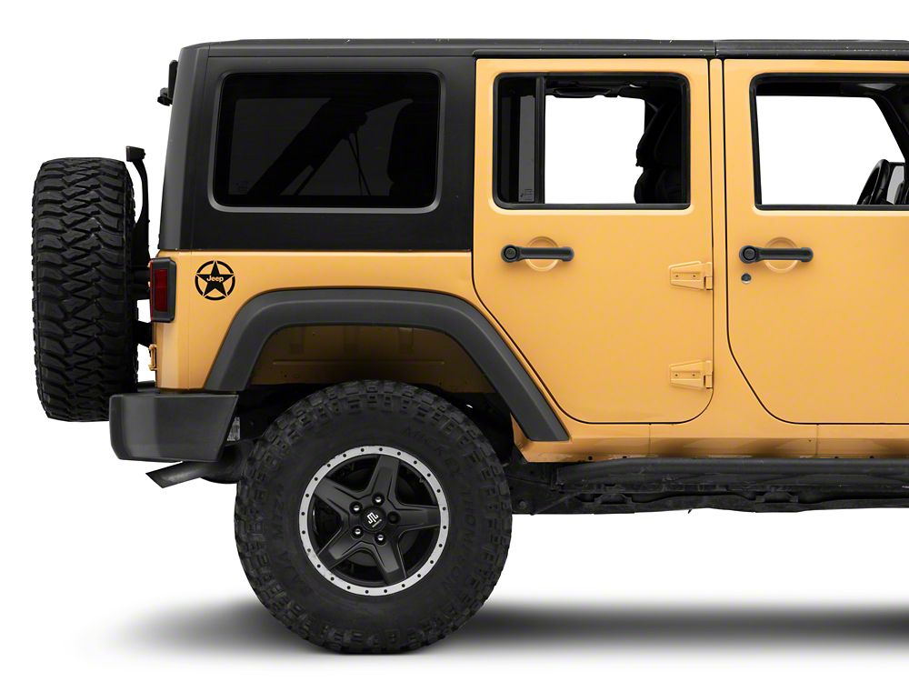 Jeep Licensed by RedRock Jeep Star Accent Decal; Matte Black (07-18 Jeep Wrangler JK)