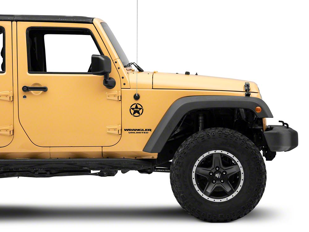 Jeep Licensed by RedRock Jeep Star Accent Decal; Matte Black (07-18 Jeep Wrangler JK)