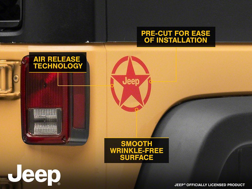 Jeep Licensed by RedRock Jeep Star Accent Decal; Red (07-18 Jeep Wrangler JK)