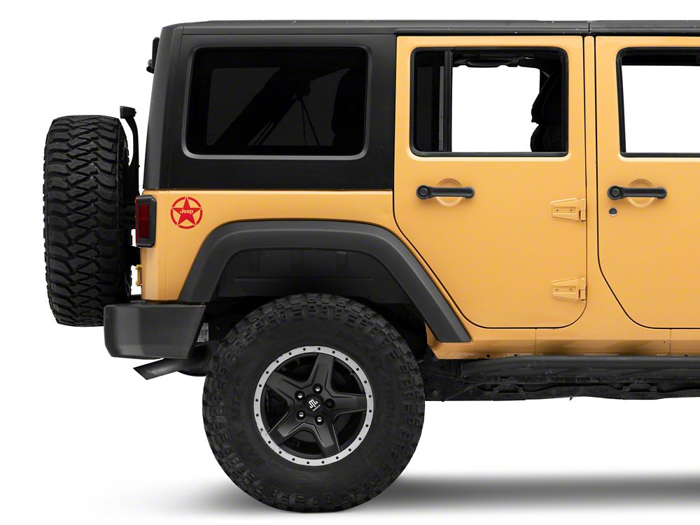 Jeep Licensed by RedRock Jeep Star Accent Decal; Red (07-18 Jeep Wrangler JK)