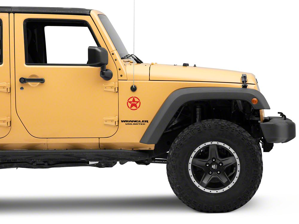 Jeep Licensed by RedRock Jeep Star Accent Decal; Red (07-18 Jeep Wrangler JK)