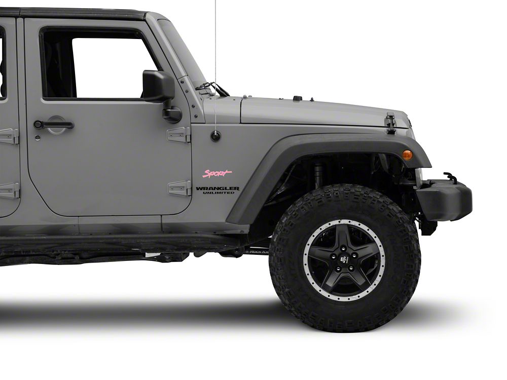 Jeep Licensed by RedRock Sport Script Side Logo Decal; Pink (87-18 Jeep Wrangler YJ, TJ & JK)
