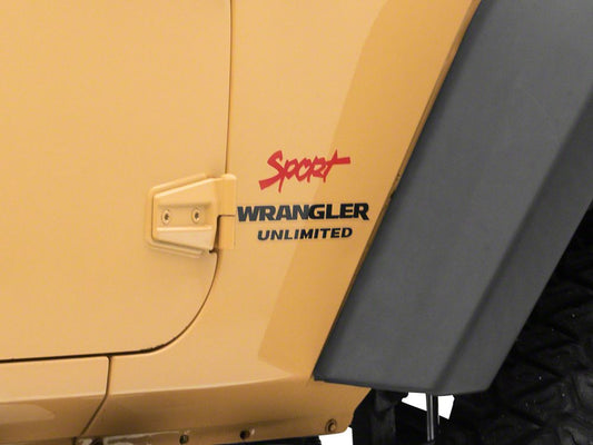 Jeep Licensed by RedRock Sport Script Side Logo Decal; Red (87-18 Jeep Wrangler YJ, TJ & JK)