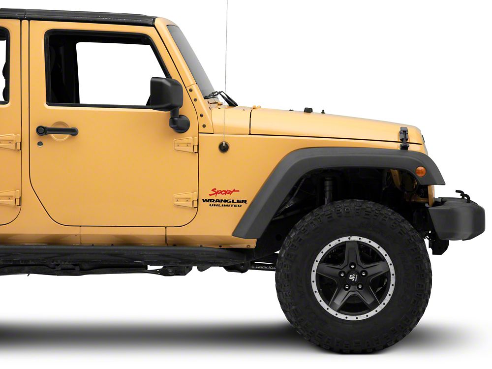 Jeep Licensed by RedRock Sport Script Side Logo Decal; Red (87-18 Jeep Wrangler YJ, TJ & JK)