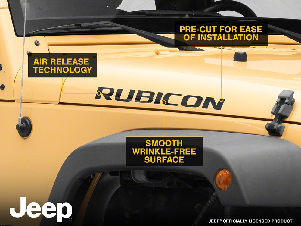Jeep Licensed by RedRock Rubicon Hood Logo Decal; Black (07-18 Jeep Wrangler JK)