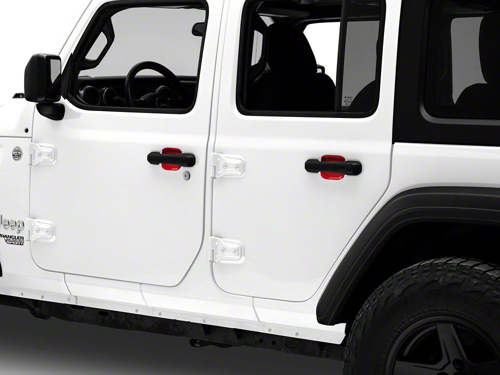 RedRock Exterior Door Handle Recess Trim; Red (18-25 Jeep Wrangler JL 4-Door)