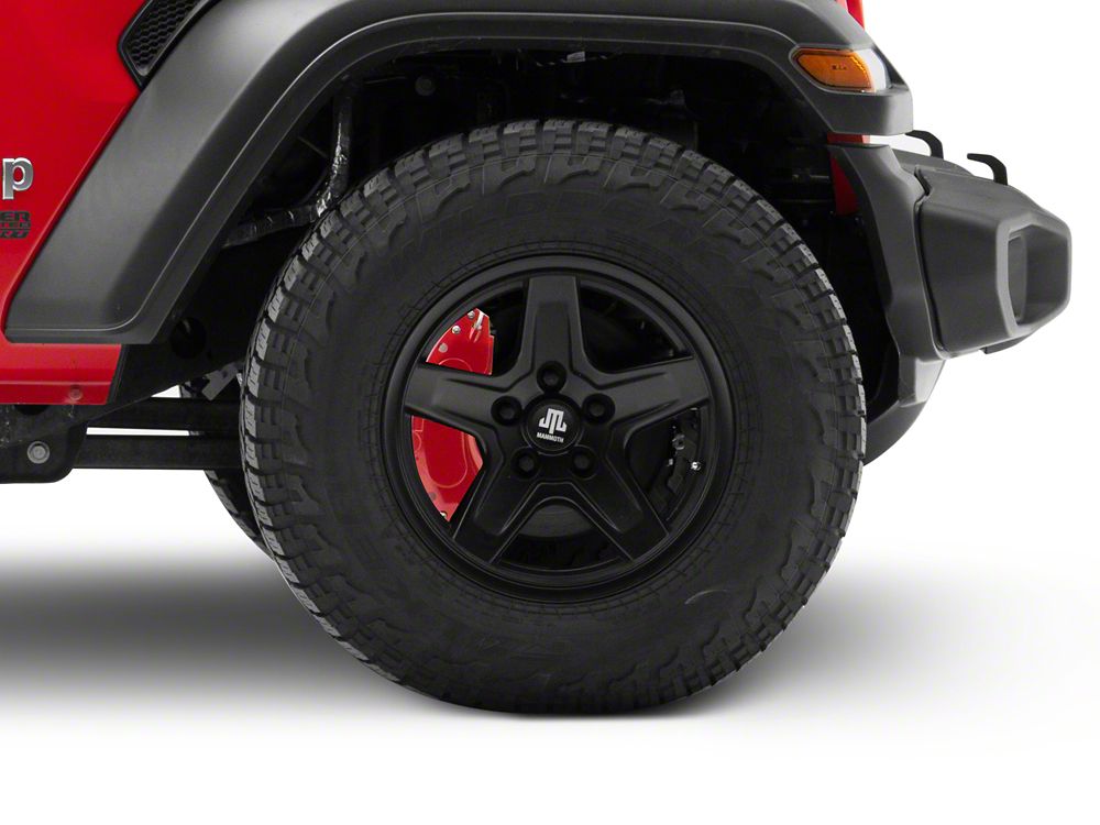 RedRock Brake Caliper Covers; Red; Front and Rear (18-25 Jeep Wrangler JL Sport w/ Aftermarket 18+ Inch Wheels)
