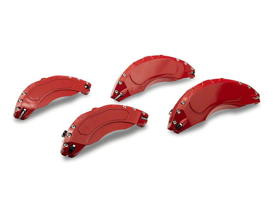 RedRock Brake Caliper Covers; Red; Front and Rear (18-25 Jeep Wrangler JL, Excluding 4xe & Sport)