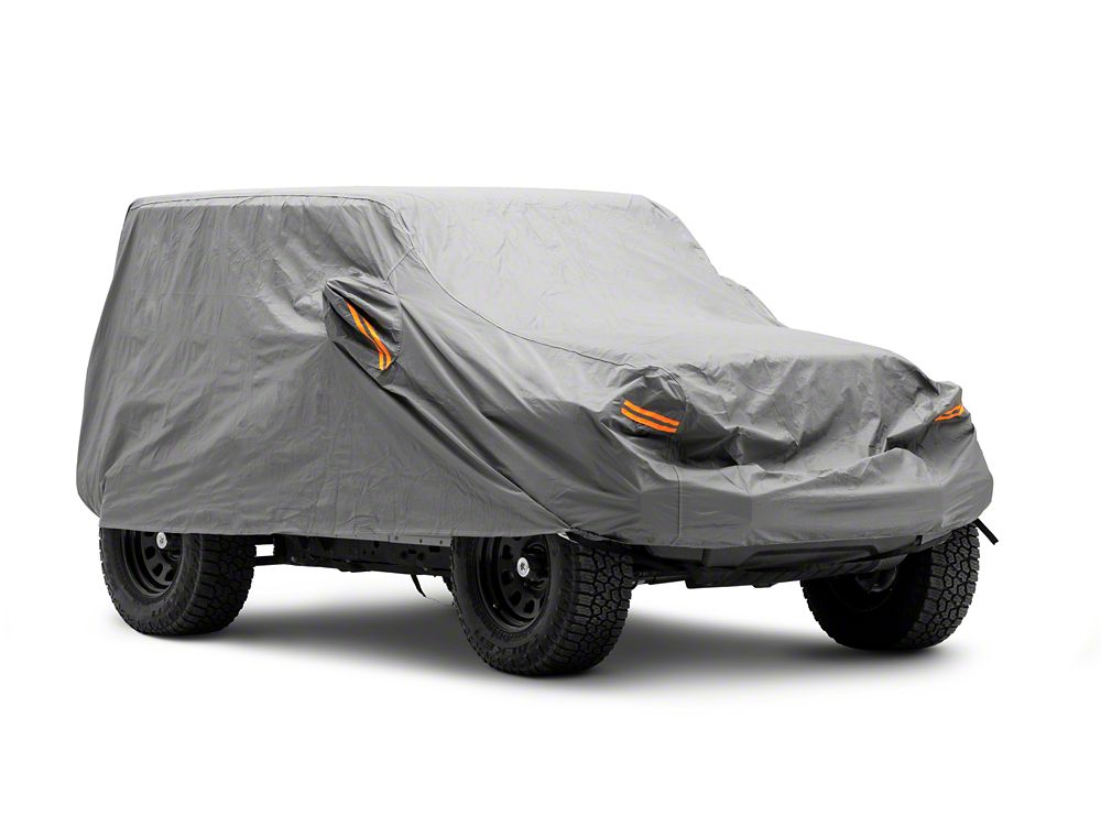 RedRock 4-Layer Breathable Full Car Cover; Gray (07-25 Jeep Wrangler JK & JL 2-Door)