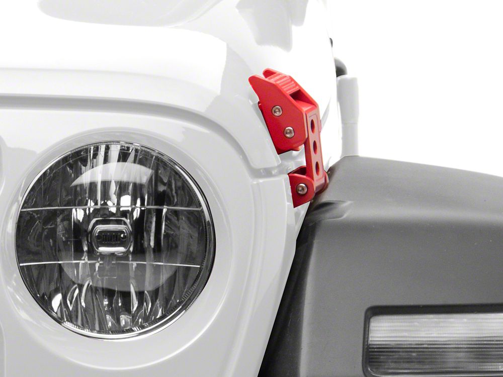RedRock Hood Latches; Red (07-25 Jeep Wrangler JK & JL)