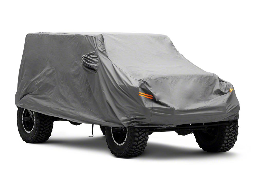 RedRock 4-Layer Breathable Full Car Cover; Gray (07-18 Jeep Wrangler JK 4-Door)