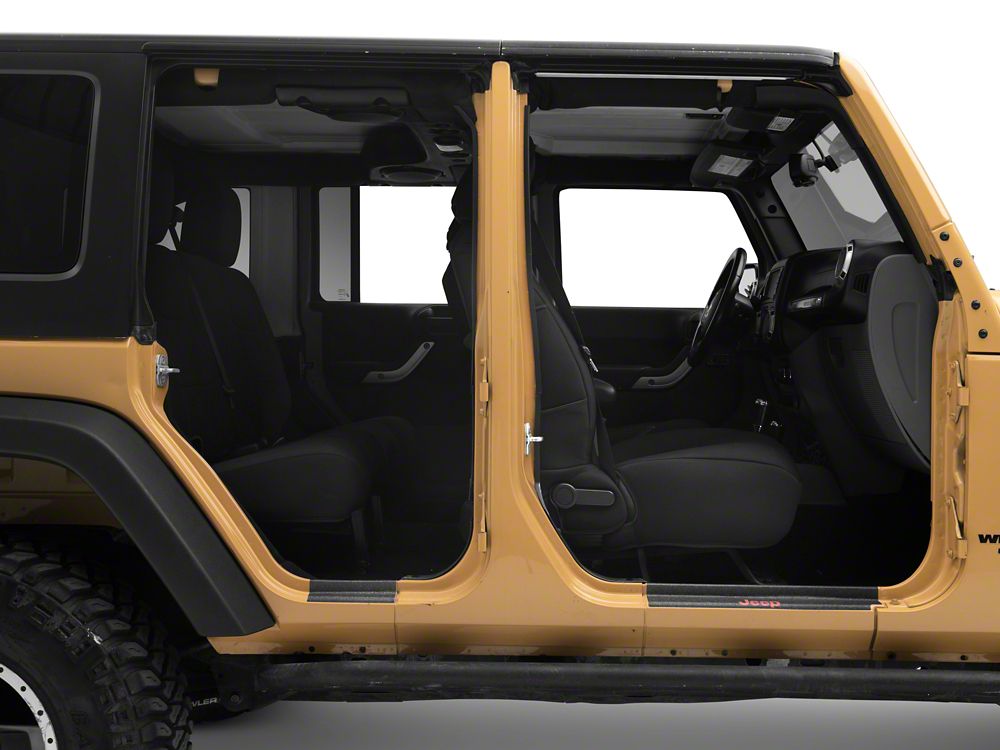 Jeep Licensed by RedRock Door Sill Body Shield Decal; Red (07-18 Jeep Wrangler JK)