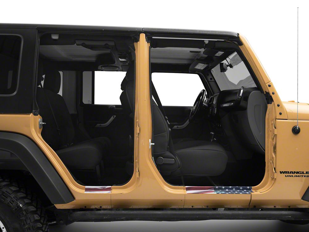 Jeep Licensed by RedRock Door Sill Body Shield Decal; Real Flag (07-18 Jeep Wrangler JK)