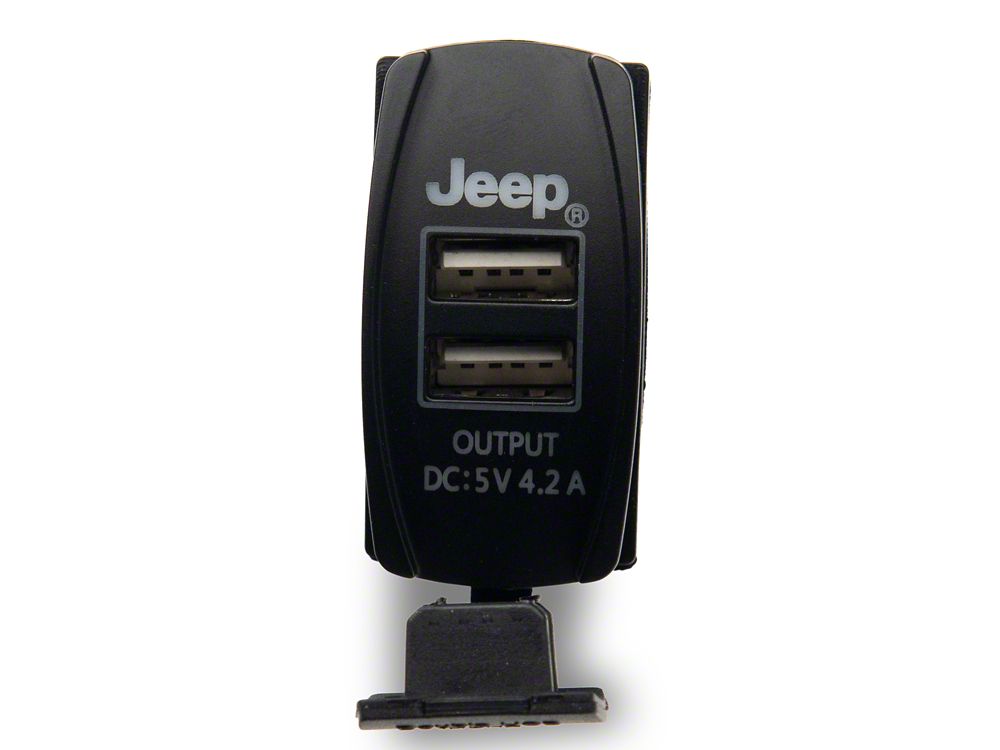 Jeep Licensed by RedRock Dual USB 4.2 AMP Fast-Charger Rocker Switch with Jeep Logo (97-18 Jeep Wrangler TJ & JK)