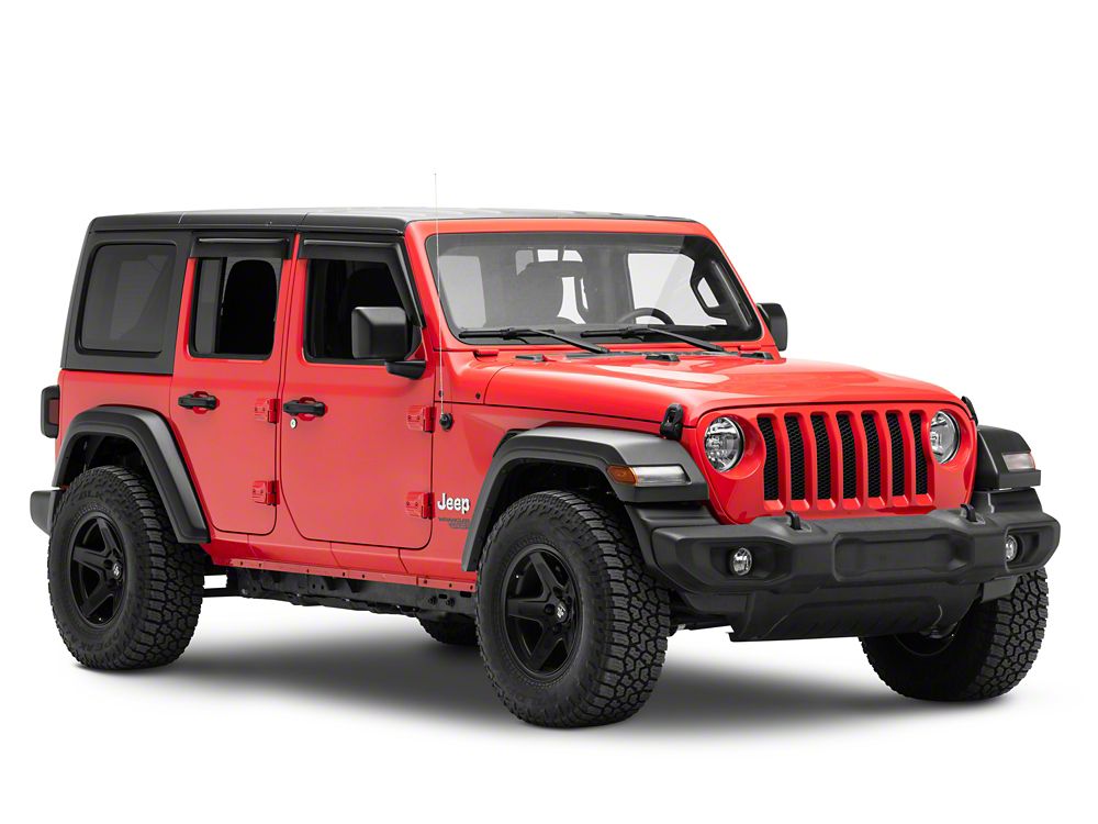 RedRock Tape-On Window Deflectors; Front and Rear; Smoked (18-25 Jeep Wrangler JL 4-Door)