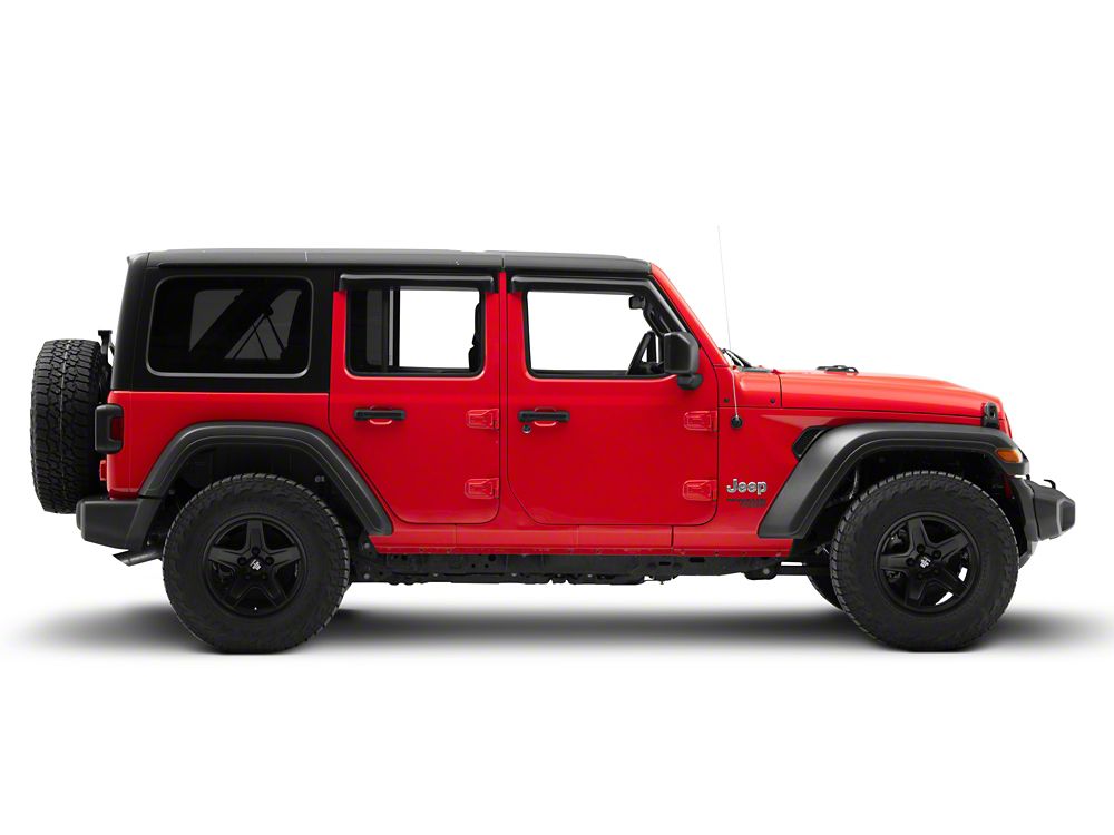 RedRock Tape-On Window Deflectors; Front and Rear; Smoked (18-25 Jeep Wrangler JL 4-Door)