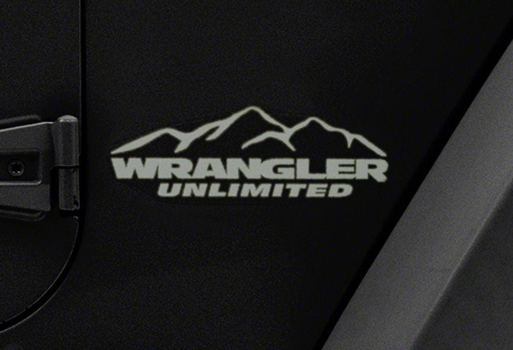 Jeep Licensed by RedRock Mountain Wrangler Unlimited Decal; Silver (87-18 Jeep Wrangler YJ, TJ & JK)
