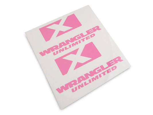 Jeep Licensed by RedRock X Logo with Wrangler Unlimited Decal; Pink (87-18 Jeep Wrangler YJ, TJ & JK)