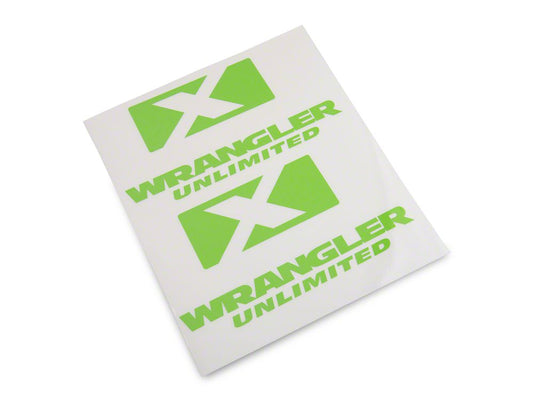Jeep Licensed by RedRock X Logo with Wrangler Unlimited Decal; Lime Green (87-18 Jeep Wrangler YJ, TJ & JK)