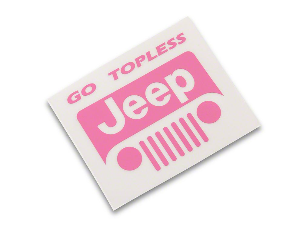 Jeep Licensed by RedRock Go Topless Jeep Decal; Pink (87-18 Jeep Wrangler YJ, TJ & JK)